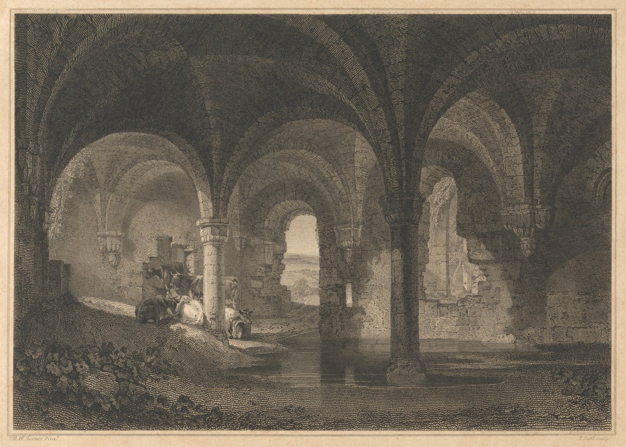 Kirkstall Abbey, Yorkshire'daki Crypt by John Scott