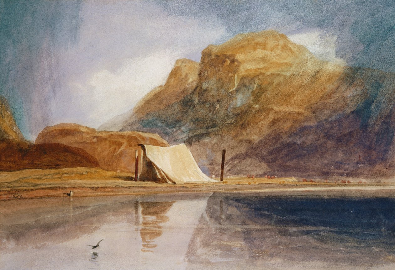 Kıyıda Çadırlı Dağlık Bir Göl by John Sell Cotman