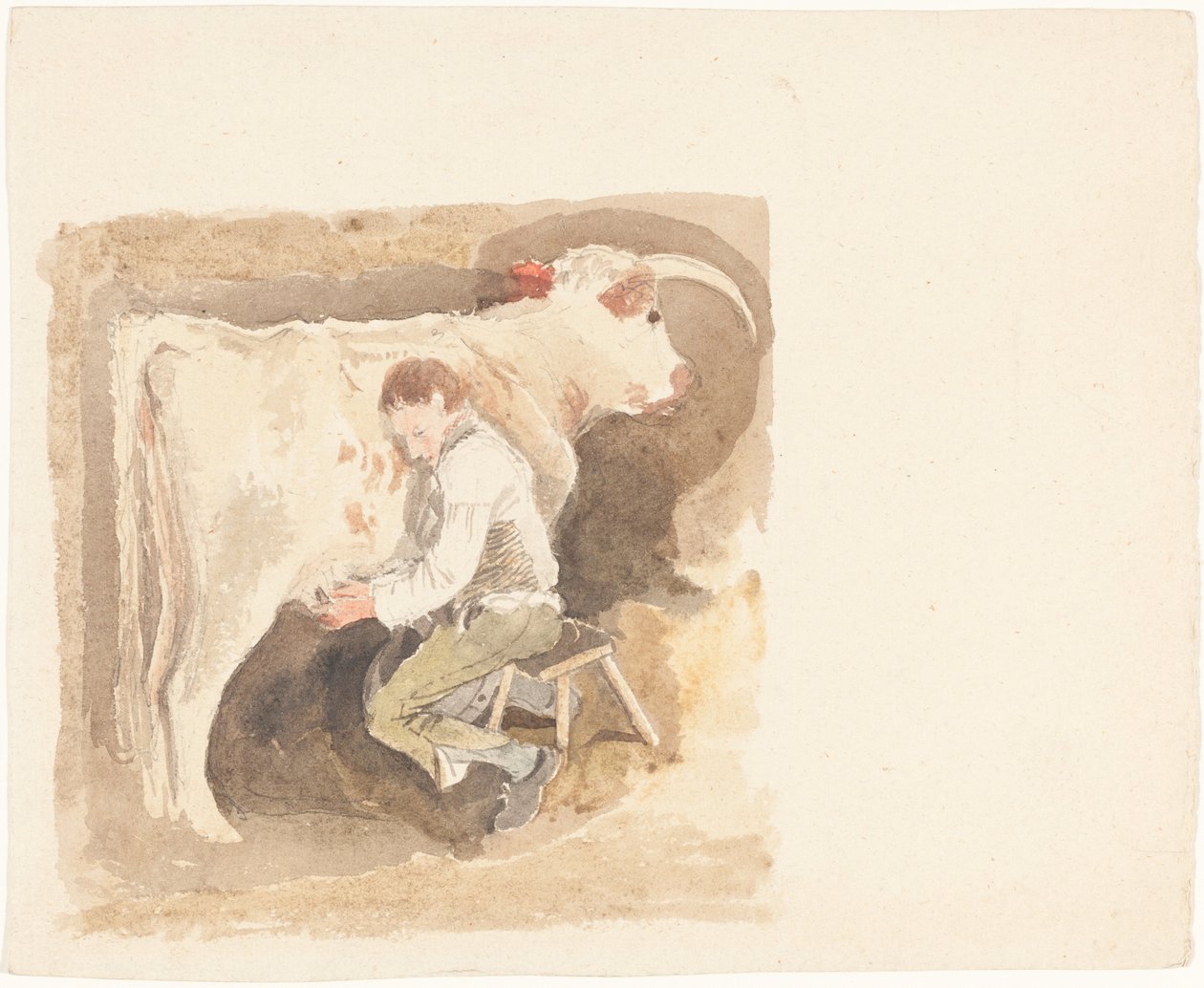 çocuk sağım inek by John Sell Cotman