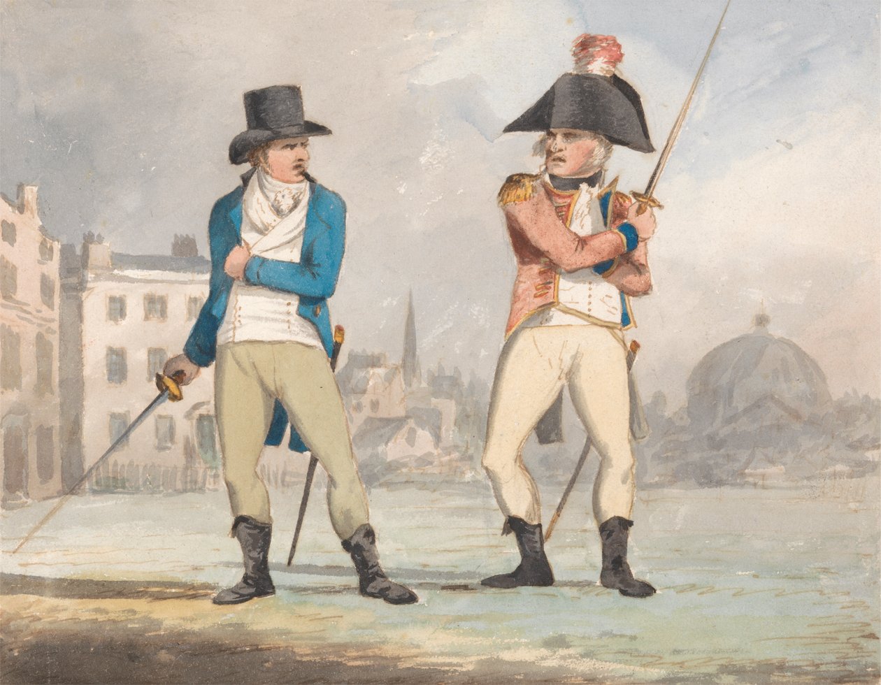 Kılıçları Çekilmiş İki Adamın Karikatürü (Üçlü Setten Biri) by John Sell Cotman