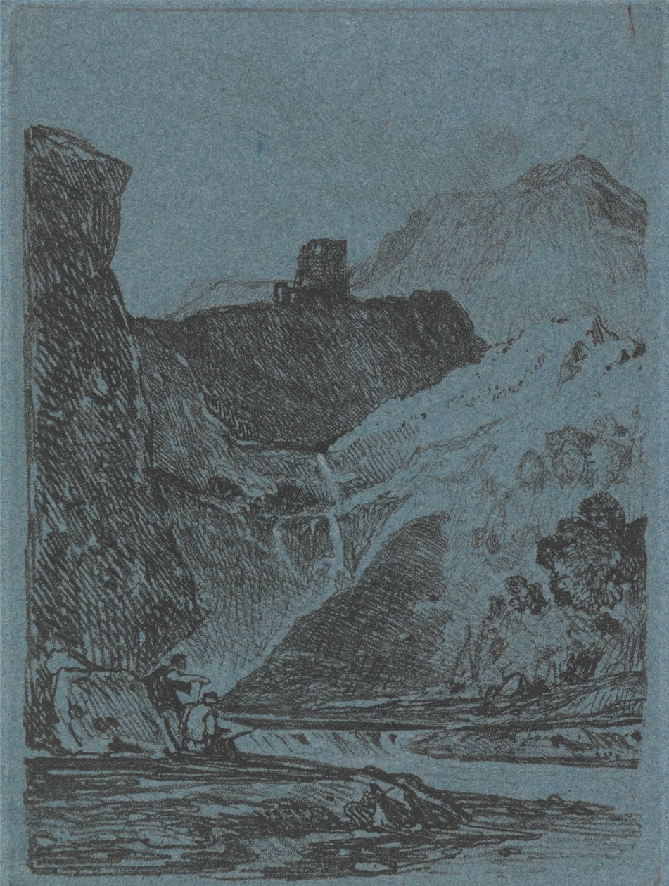 Şelalenin Üstündeki Kale by John Sell Cotman