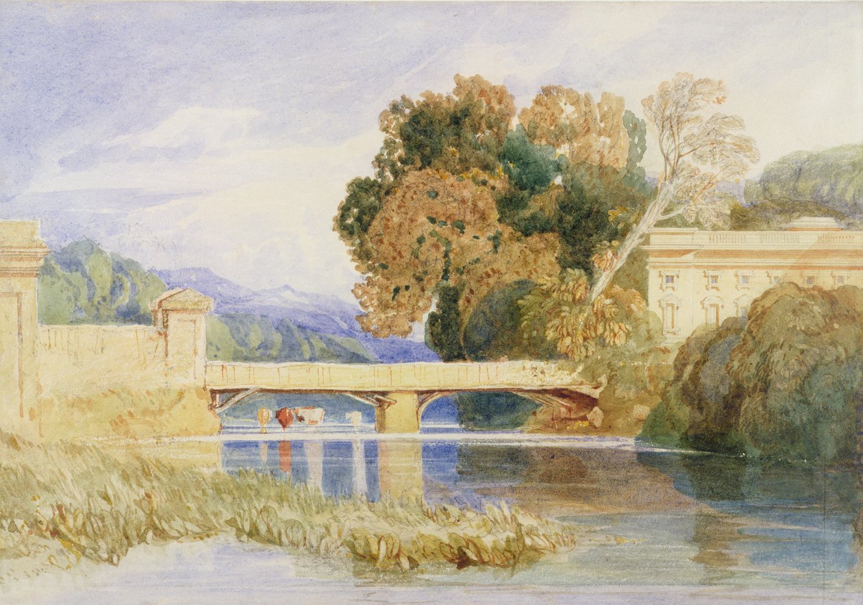 Chateau Navarre, Evreux yakınlarında, Normandiya (kağıt üzerine grafit üzerine sulu boya) by John Sell Cotman
