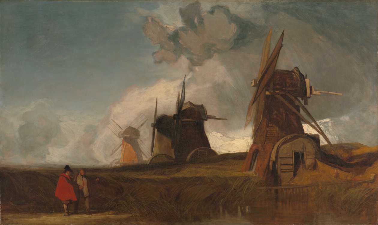 Fens, Croyland, Lincolnshire'daki Drenaj Değirmenleri by John Sell Cotman