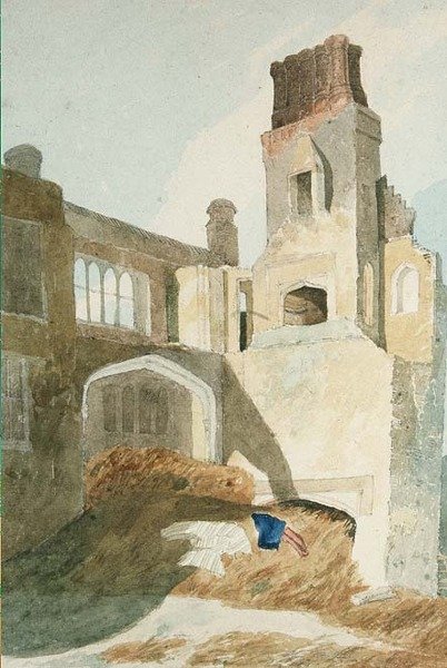 East Barsham Hall (kağıt üzerine kalem ve suluboya) by John Sell Cotman