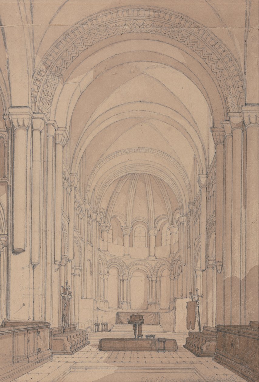 Rouen, Normandiya yakınlarındaki Saint Georges de Bocherville Abbey Kilisesi'nin Doğu Yakası by John Sell Cotman