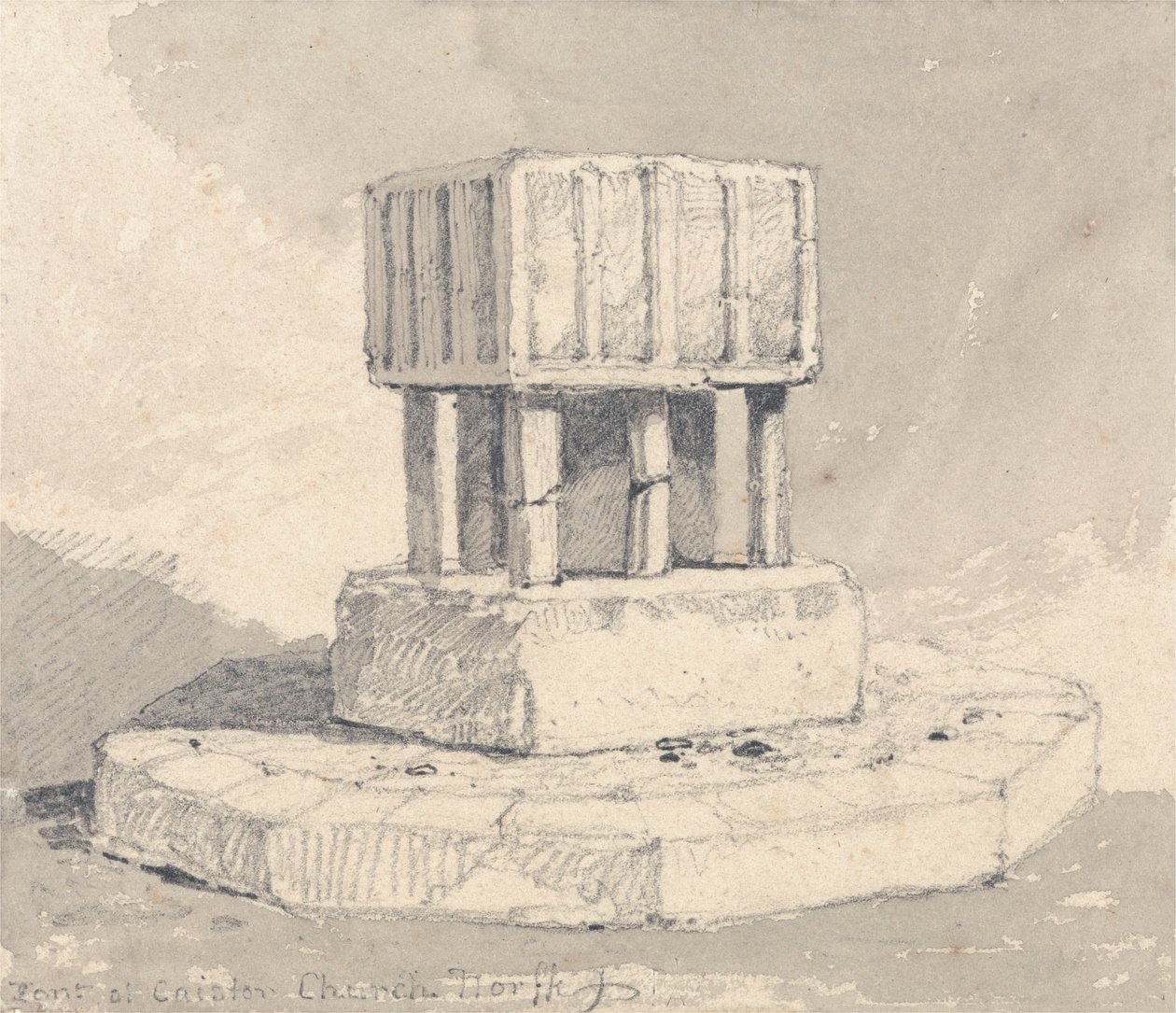 Caister Kilisesi, Norfolk'ta Yazı Tipi by John Sell Cotman