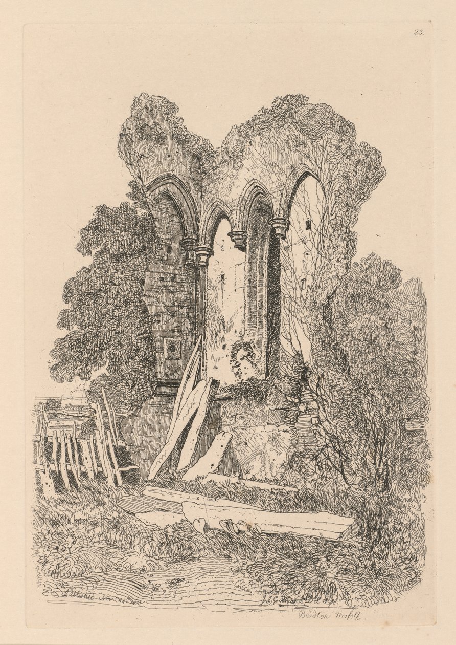 Liber Studiorum: Levha 23, Beeston, Norfolk Harabeleri: Hayır 3 by John Sell Cotman