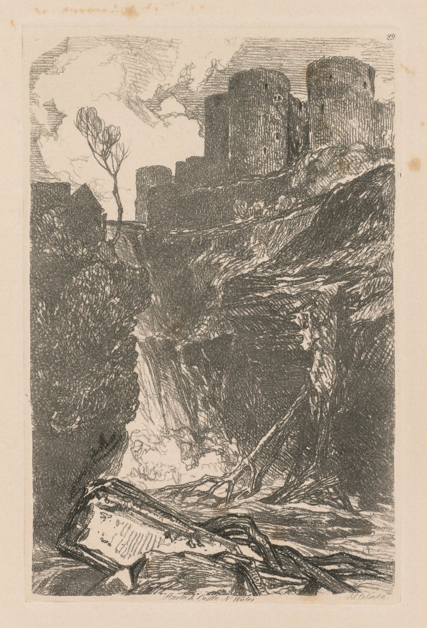 Çalışma Kitabı: Levha 29, Harlech Kalesi, K. Galler by John Sell Cotman