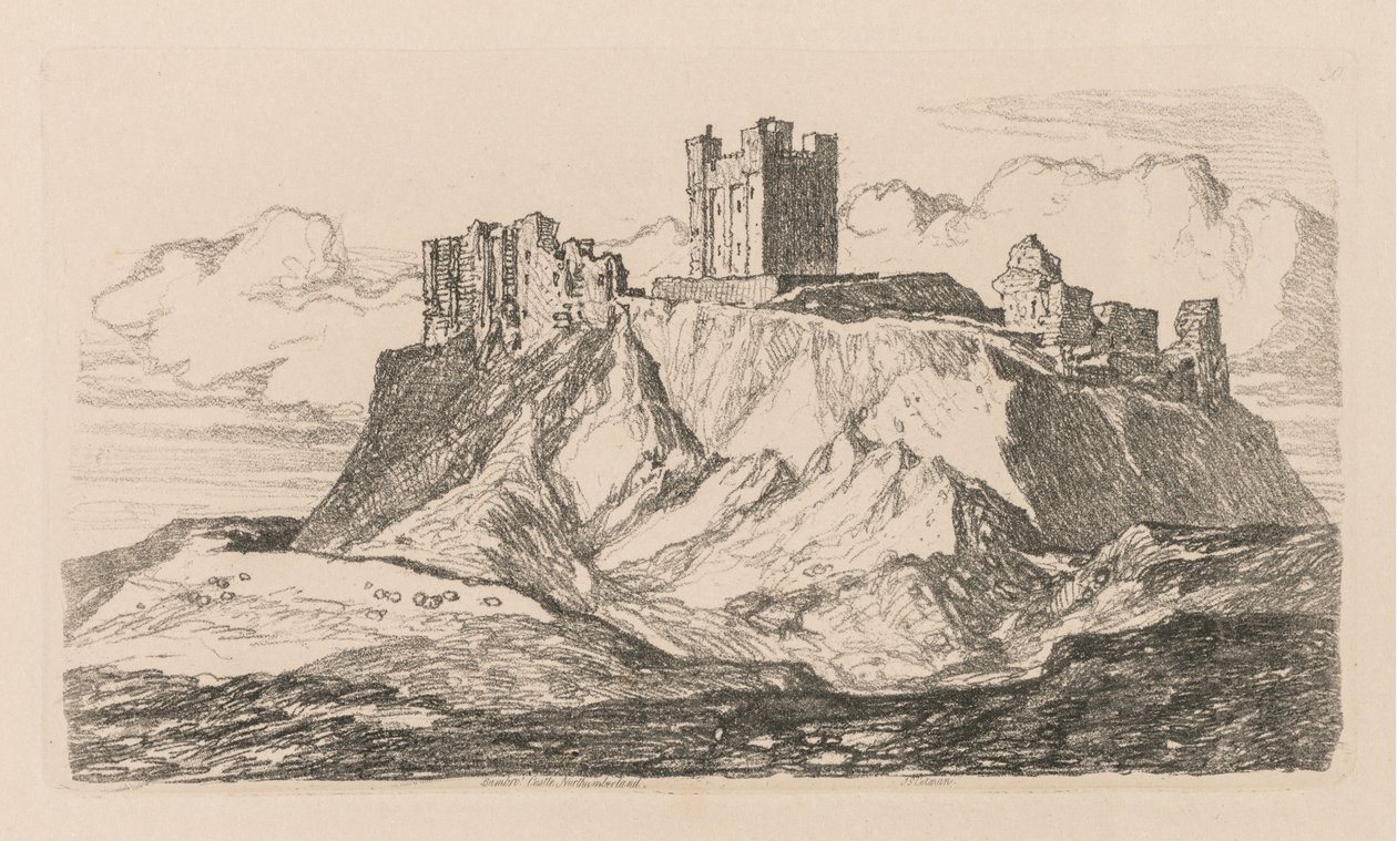 Çalışmalar Kitabı: Levha 30, Bambro Kalesi, Northumberland, 1838 by John Sell Cotman