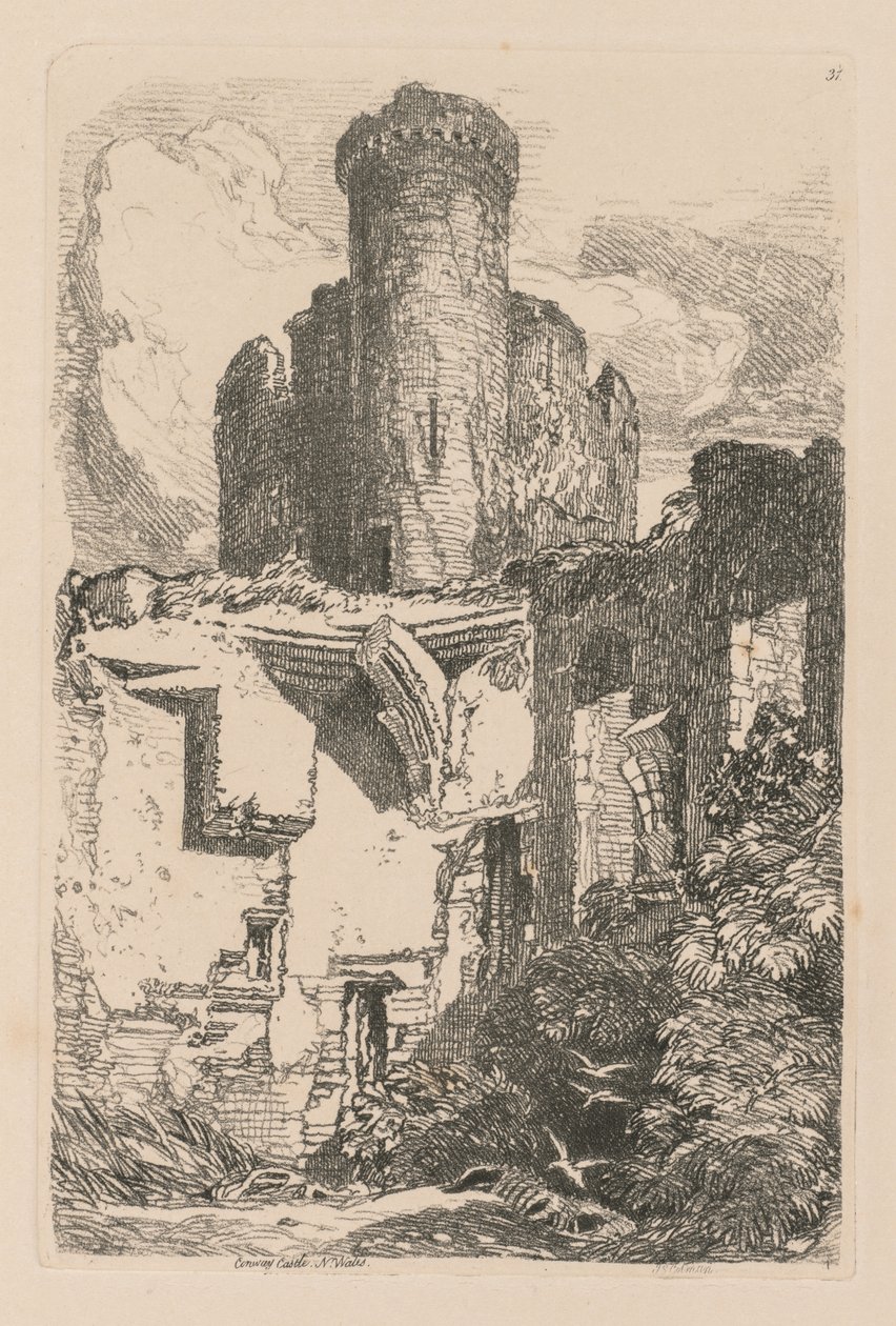Çalışma Kitabı: Levha 31, Conway Kalesi, K. Galler by John Sell Cotman