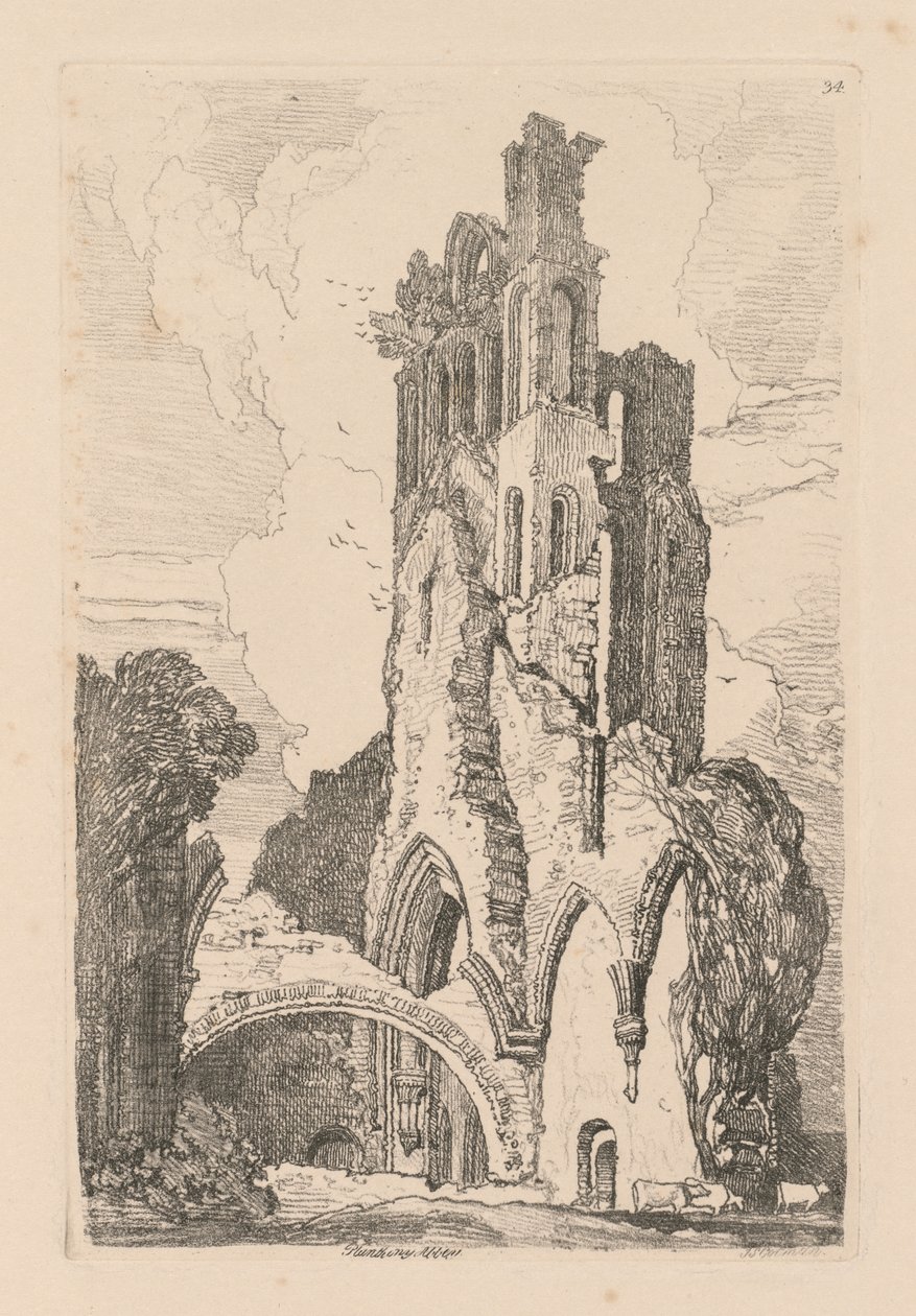 Çalışmalar Kitabı: Levha 34, Llanathony Manastırı, Monmouthshire by John Sell Cotman