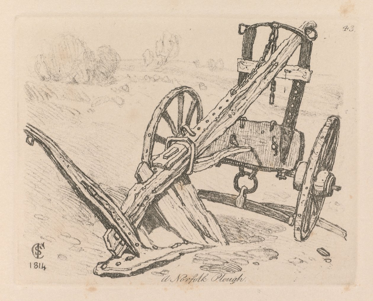 Çalışmalar Kitabı: Levha 43, Bir Norfolk Pulluğu by John Sell Cotman