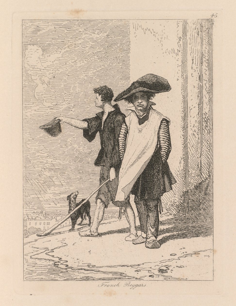 Liber Studiorum: Plaka 45, Fransız Dilenciler by John Sell Cotman
