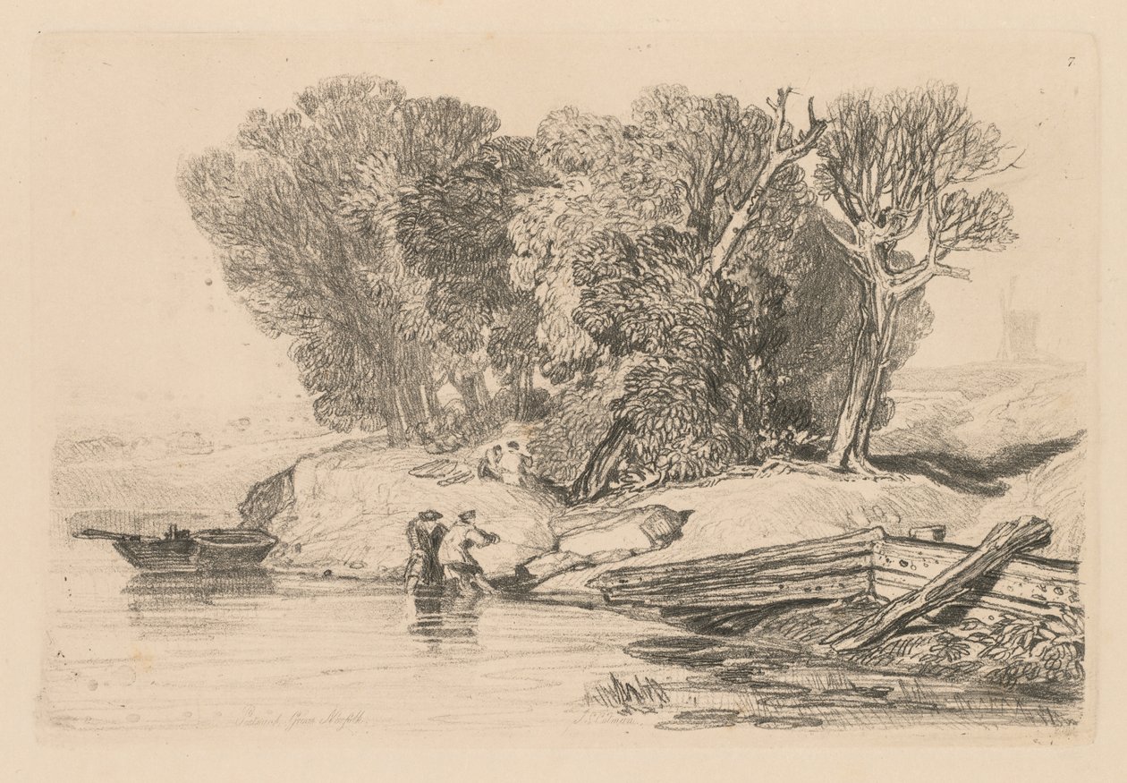 Liber Studiorum: Levha 7, Postwick Grove, Norfolk, 1838 by John Sell Cotman