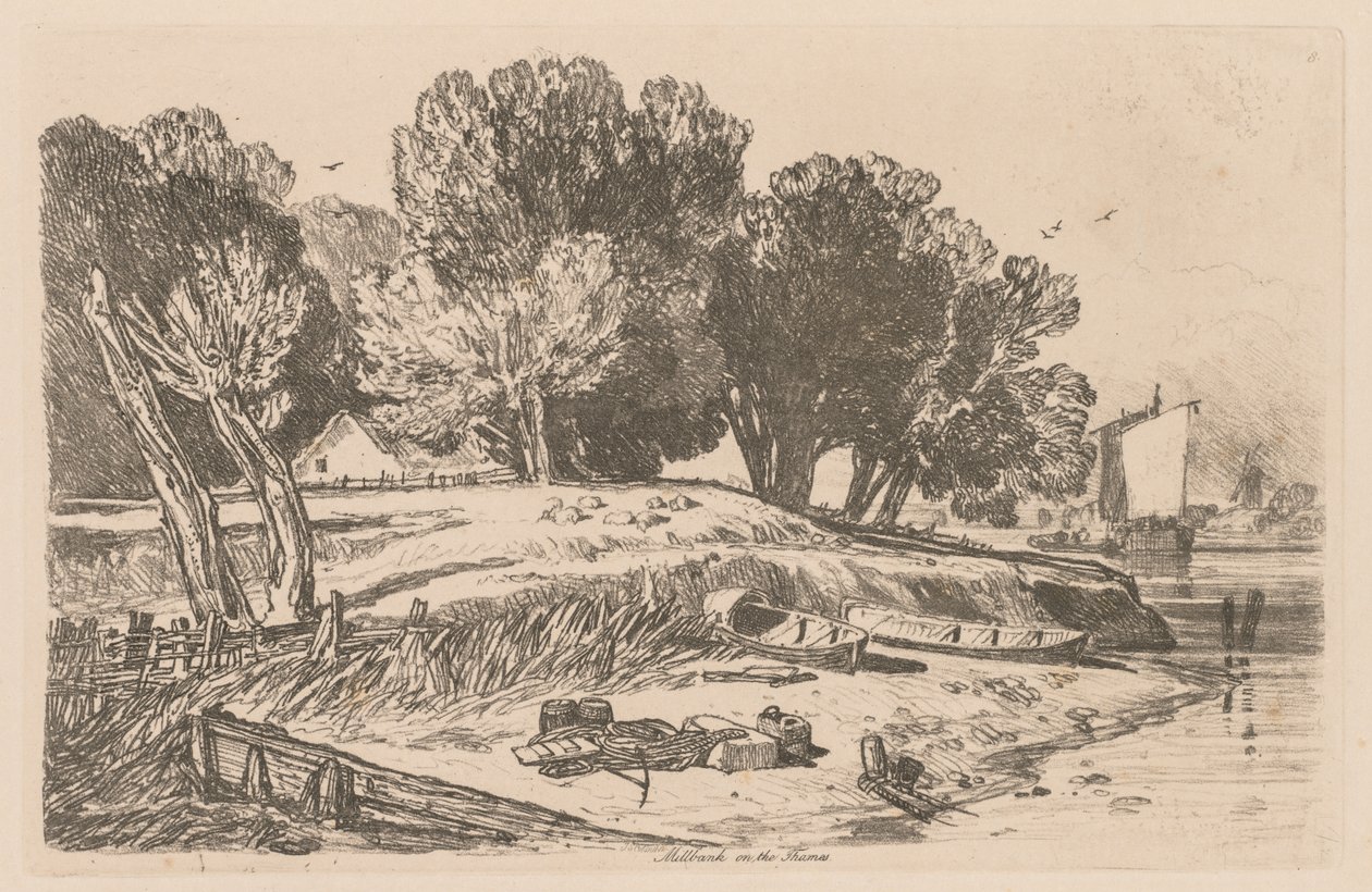 Liber Studiorum: Plaka 8, Thames Nehri üzerinde Millbank by John Sell Cotman