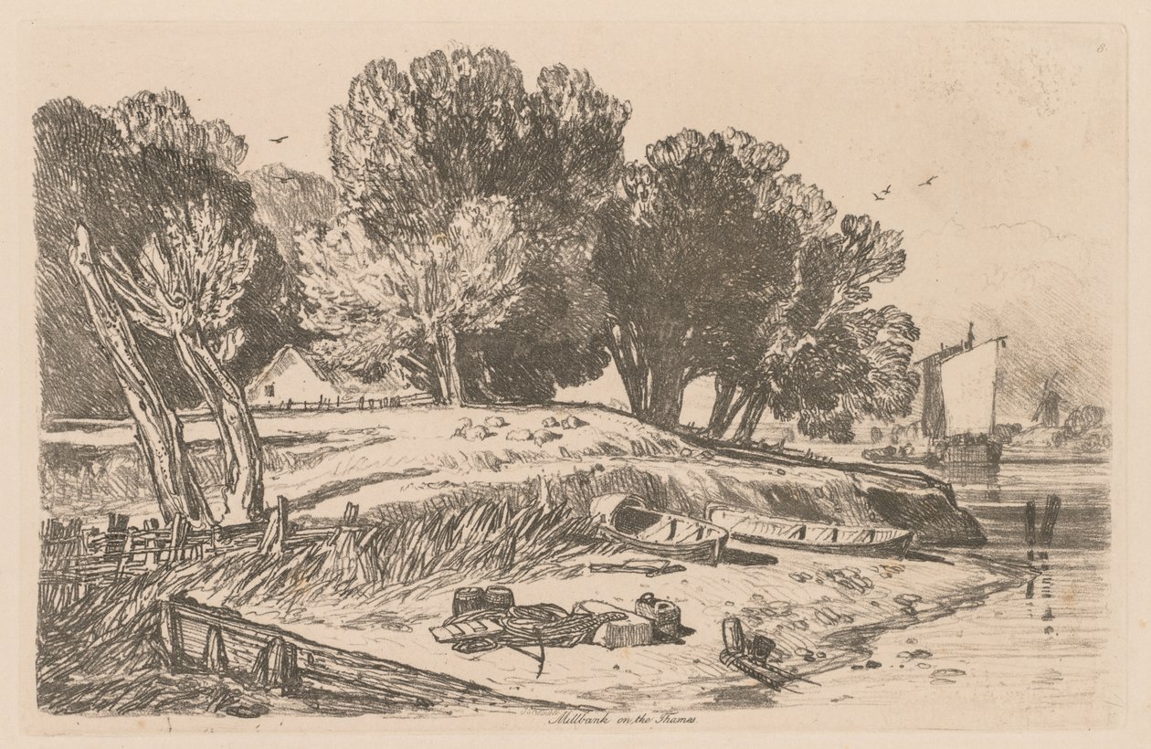 Liber Studiorum: Levha 8, Thames üzerinde Millbank, 1838. by John Sell Cotman