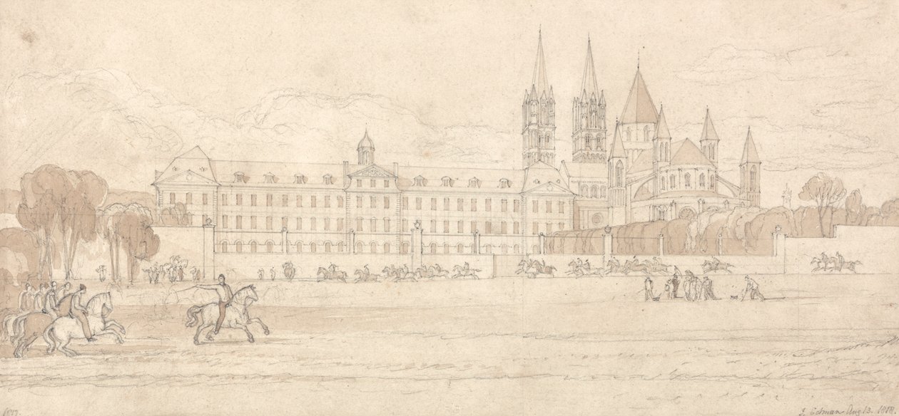 Caen'deki Askeri Okul ve Abbey Kilisesi St Stephen by John Sell Cotman