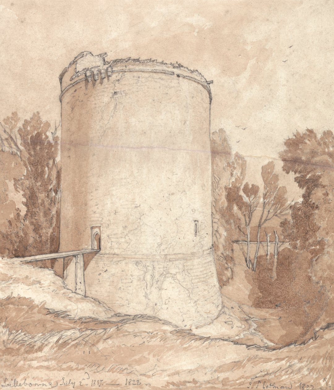 Yuvarlak Kule, Lillebonne Kalesi, Normandiya by John Sell Cotman