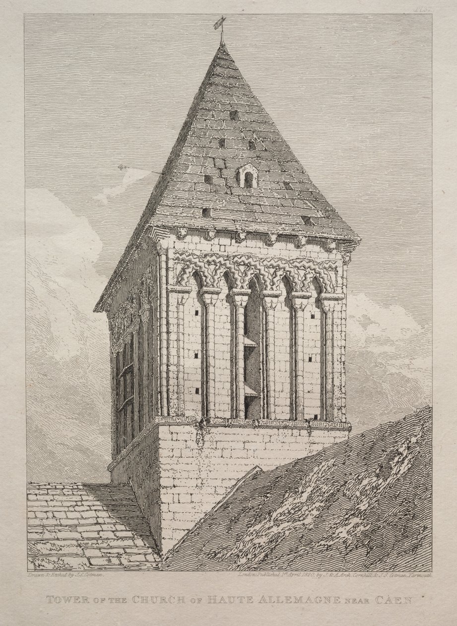 Caen yakınlarındaki Haute Allemagne Kilisesi Kulesi by John Sell Cotman