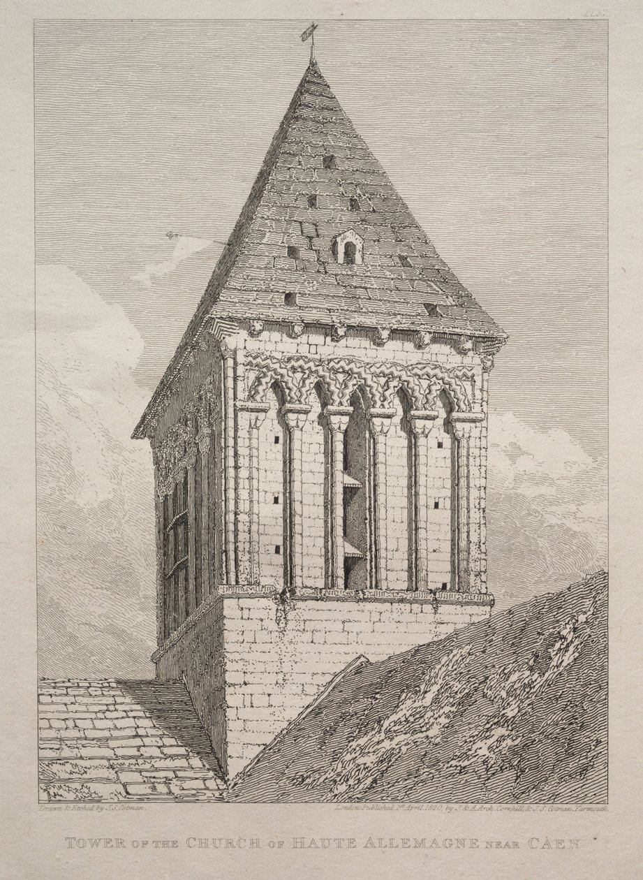 Caen yakınlarındaki Haute Allemagne Kilisesi Kulesi. by John Sell Cotman