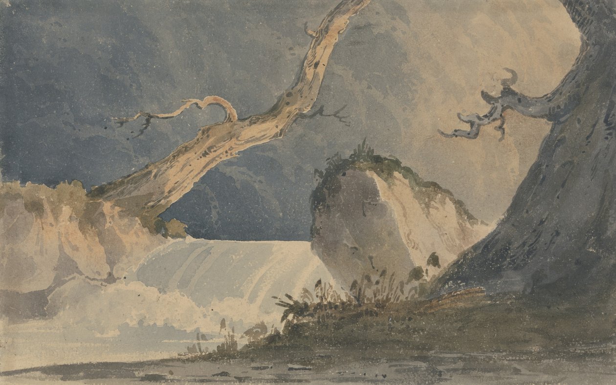 Issız Bir Manzarada Şelale (kağıt üzerine suluboya) by John Sell Cotman