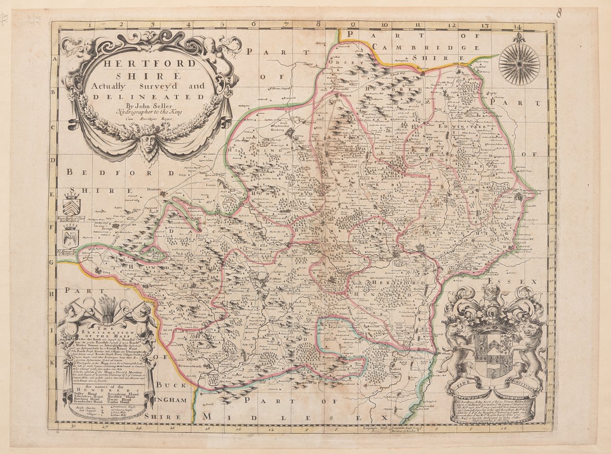 Hertfordshire Haritası by John Seller