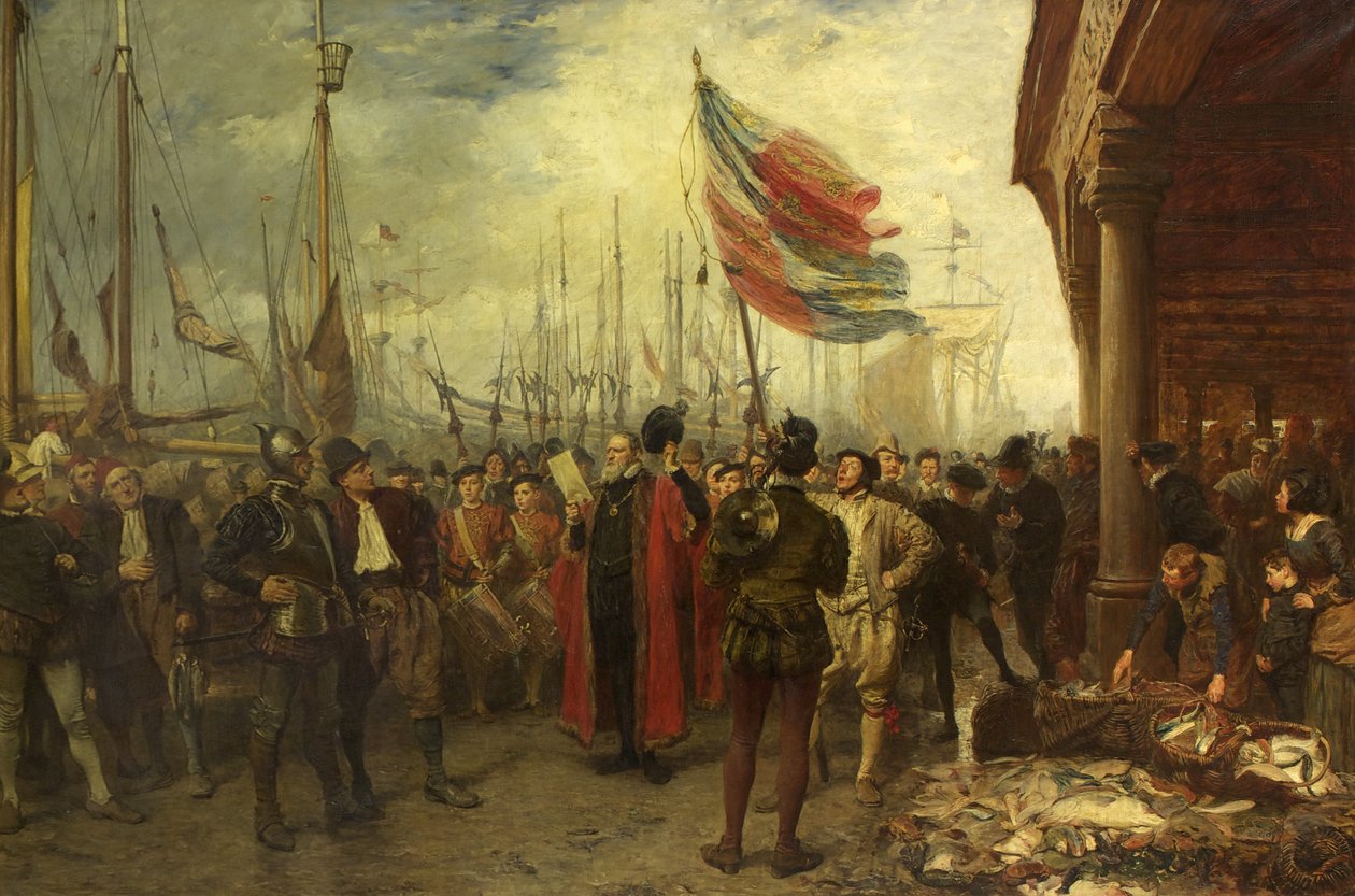 Silaha Çağrı - Plymouth Quay by John Seymour Lucas