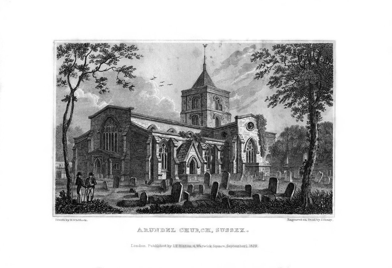 Arundel Kilisesi, Batı Sussex, 1829. by John Shury