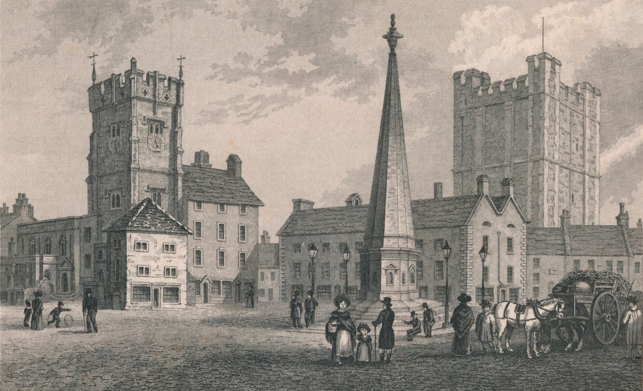 Pazar Yeri Richmond, Trinity Kilisesi ve Richmond Kalesi Kalesi, 1831 by John Shury