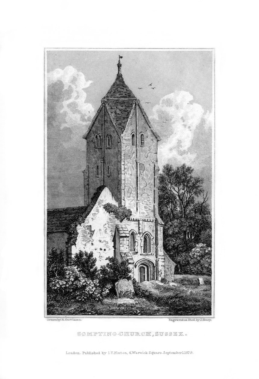 Sompting Kilisesi, Sussex, 1829. by John Shury