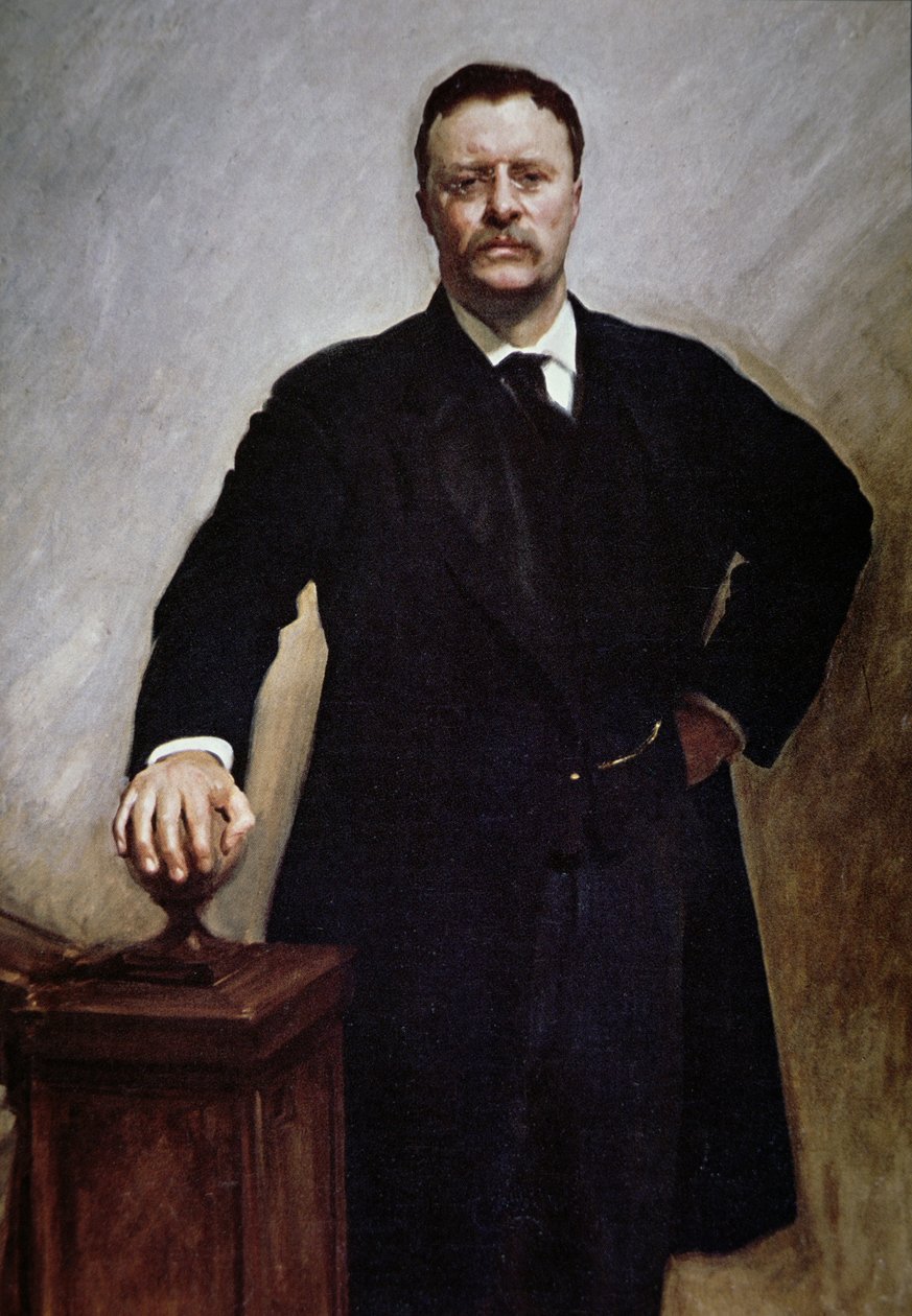 Theodore Roosevelt (renkli taş) by John Singer (after) Sargent