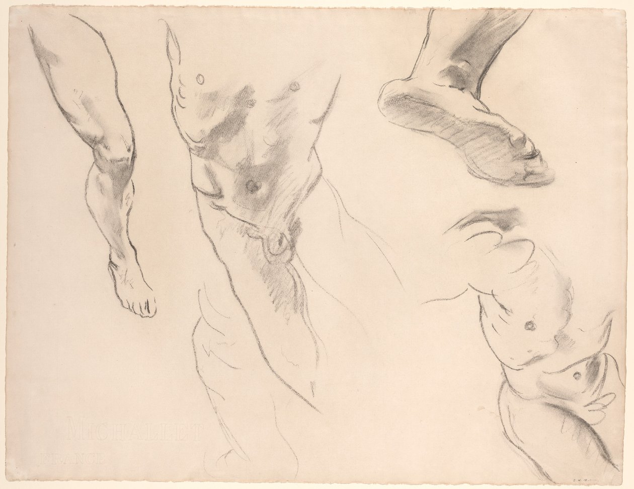 Çıplak Bir Gençliğin Figür Çalışmaları, 19. yüzyılın sonları ve 20. yüzyılın başlarında. by John Singer Sargent
