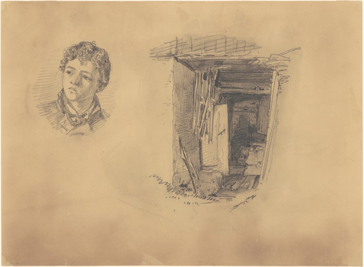 Bir Çocuğun Başı ve Bir Kulübenin Girişi, 1871. by John Singer Sargent