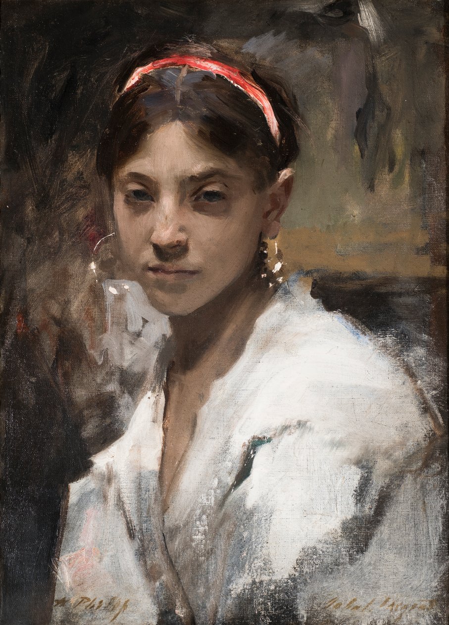 Bir Capri Kızının Başı, 1878 by John Singer Sargent