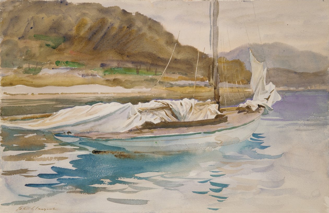 Idle Sails, 1913 (beyaz dokuma kağıt üzerine wc ve grafit) by John Singer Sargent