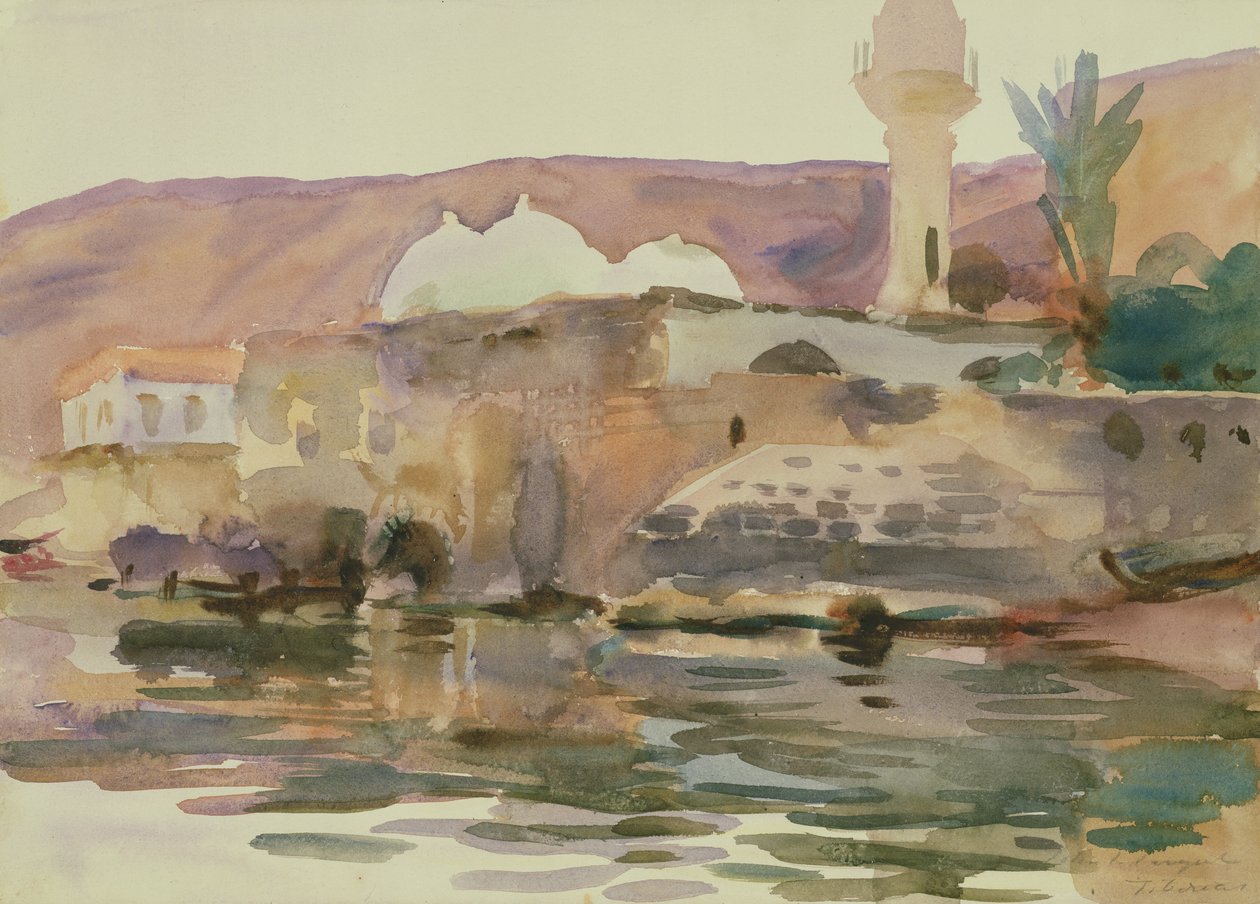 Tiberias Gölü (kağıt üzerine sulu boya) by John Singer Sargent