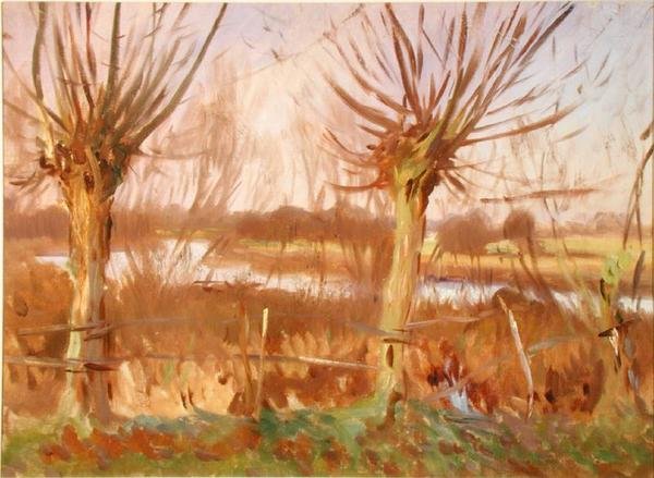 Ağaçlı Manzara, Thames Calcot-on-the-Thames, c.1888 (tuval üzerine yağlı boya) by John Singer Sargent