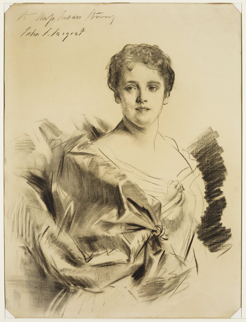 Bayan Susan Strong, 19. yüzyılın sonları ile 20. yüzyılın başları arasında (kremalı kağıt üzerine kömür) by John Singer Sargent