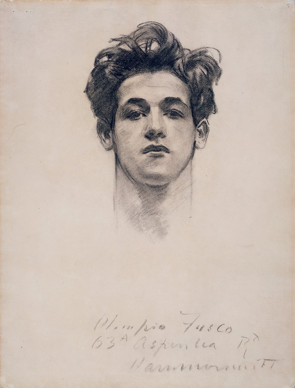 Olimpio Fusco, c.1900-10 (kağıt üzerinde kömür ve kütük) by John Singer Sargent