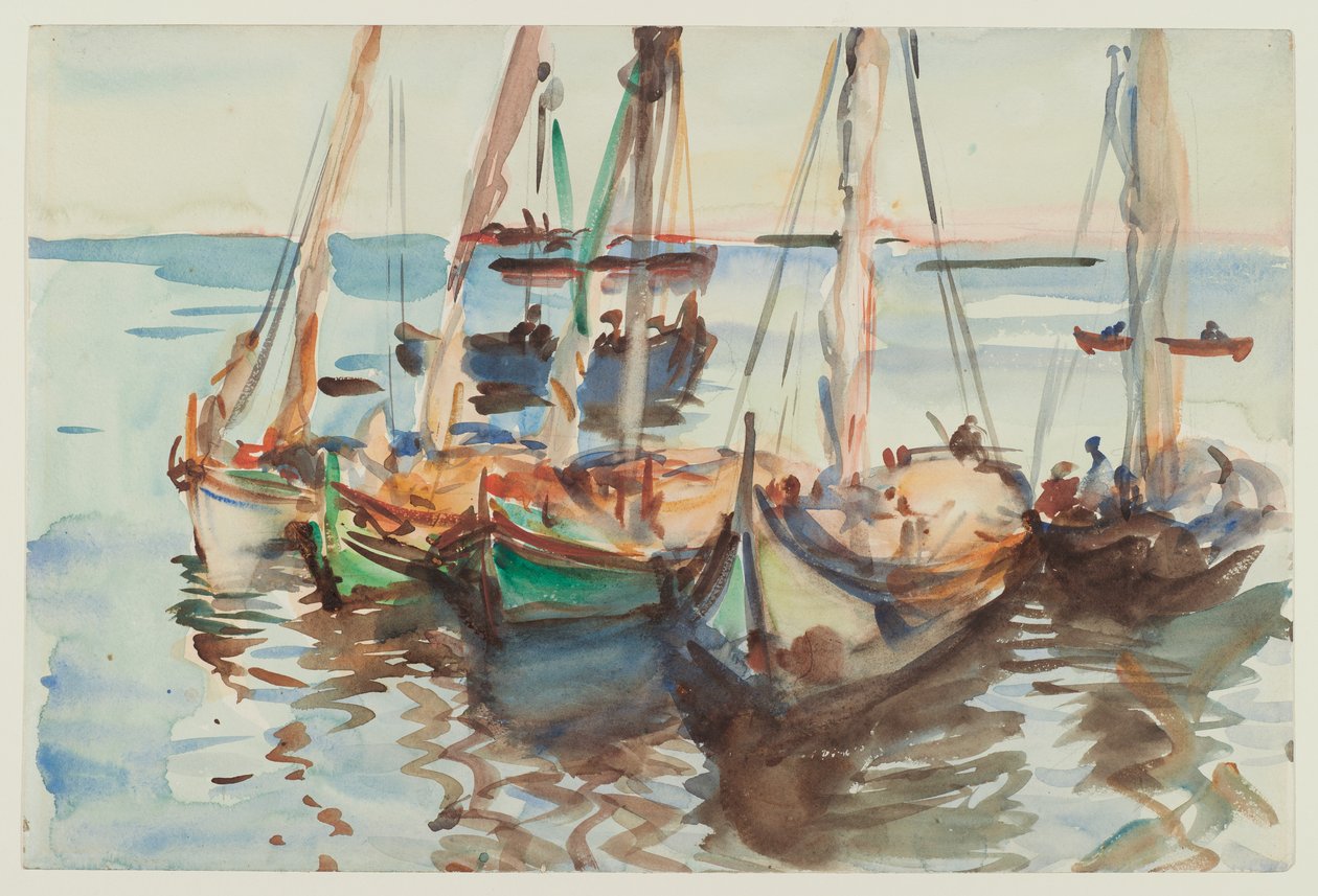 Portekiz Tekneleri, c.1902-03 (kağıt üzerinde wc) by John Singer Sargent