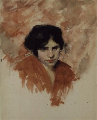 Bir Kadının Başı ve Omuzlarının Kroki (kağıt üzerine suluboya) by John Singer Sargent