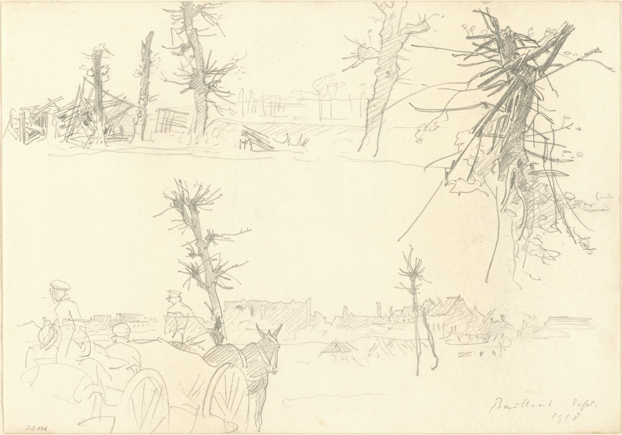 Yıkılmış Bir Manzaradaki Askerler [recto] by John Singer Sargent