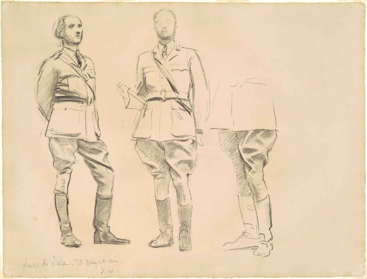 1920-1922 Birinci Dünya Savaşı Genel Memurları için Çalışmalar. by John Singer Sargent