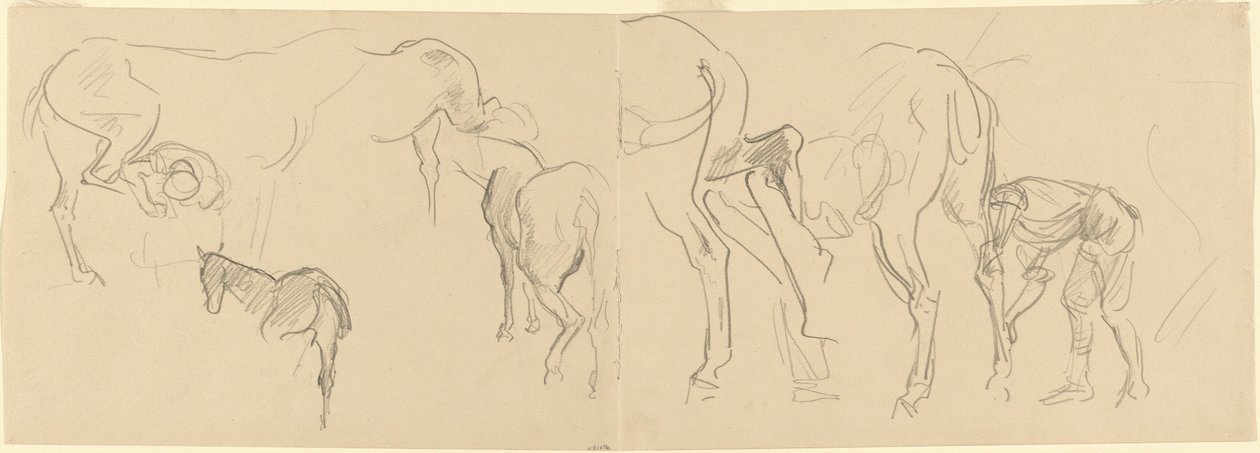 Önde Pabuç Atma Çalışmaları [recto], 1918. by John Singer Sargent
