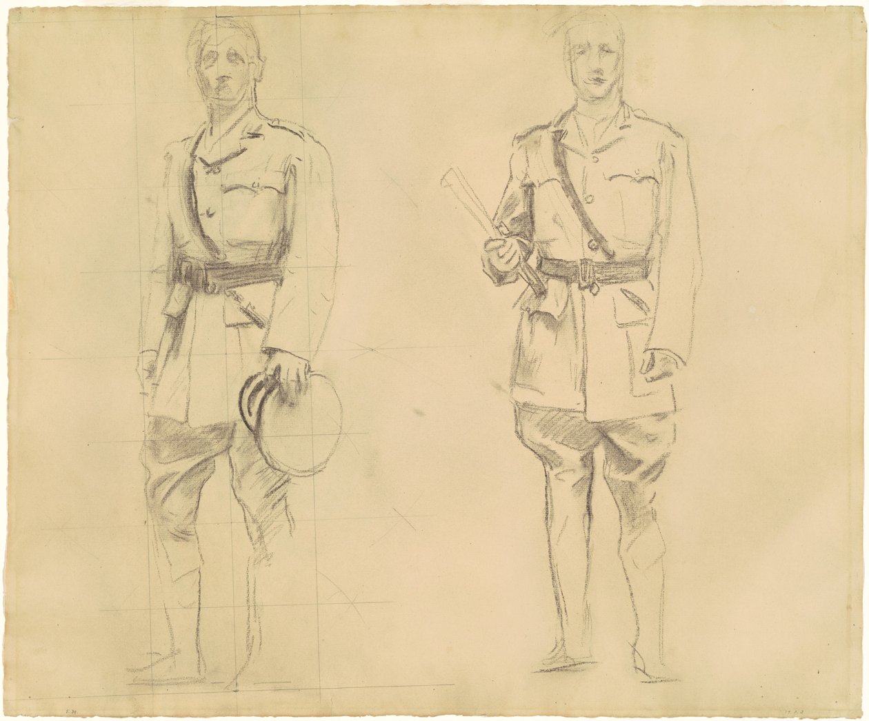 Generaller Plumer ve Haig'in Birinci Dünya Savaşı Genel Subayları için Çalışmaları [recto], 1920-1922. by John Singer Sargent