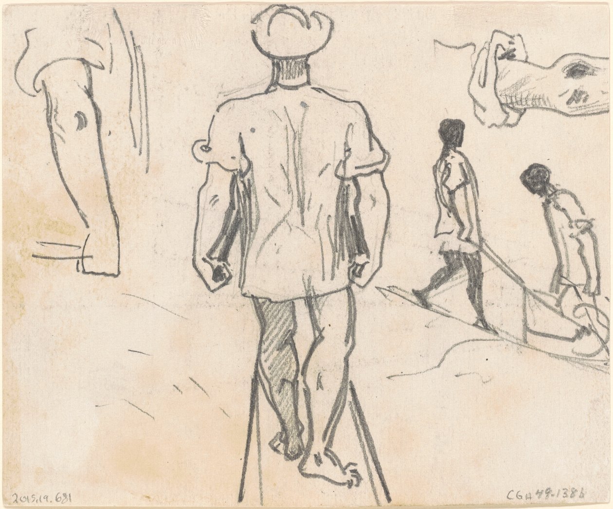 El Arabalı Köylü Çalışmaları [verso] by John Singer Sargent