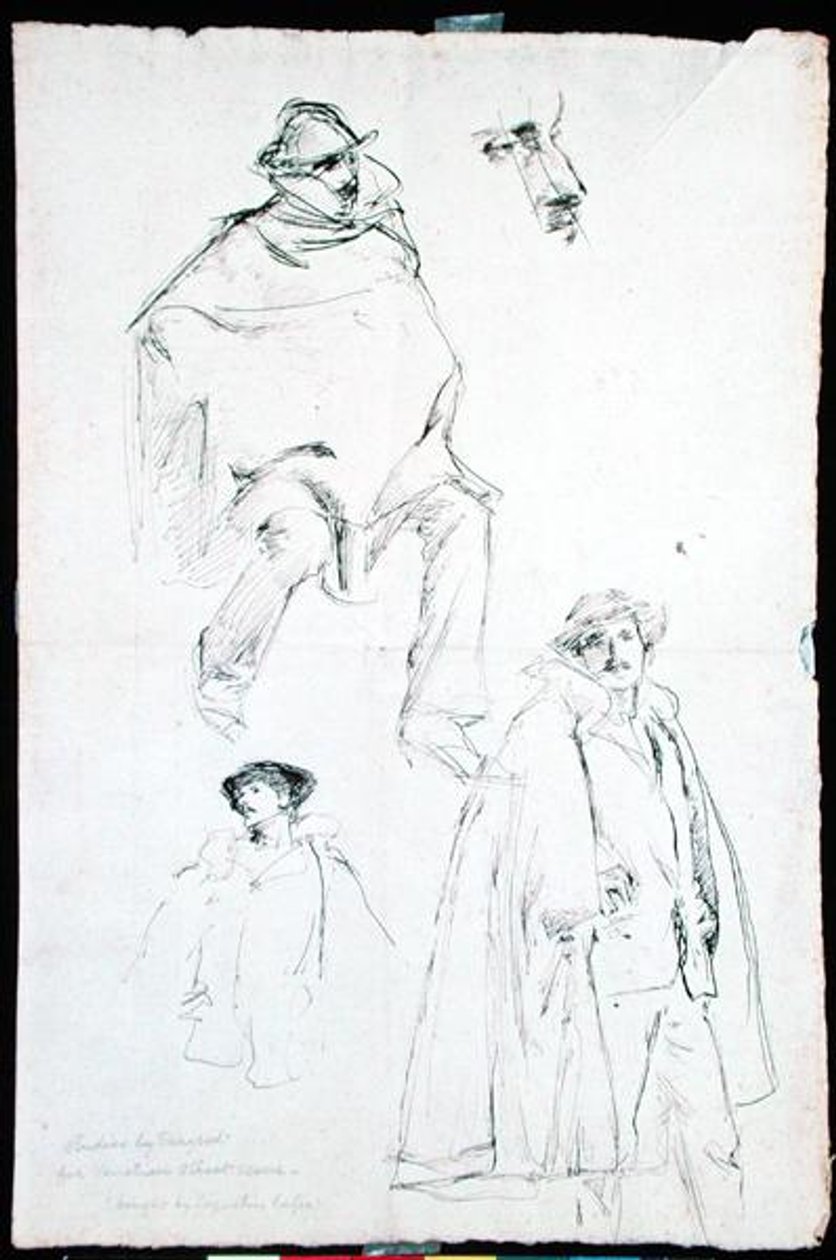 Venedik Sokak Sahnesi Çalışması (kağıt üzerine mürekkep) by John Singer Sargent