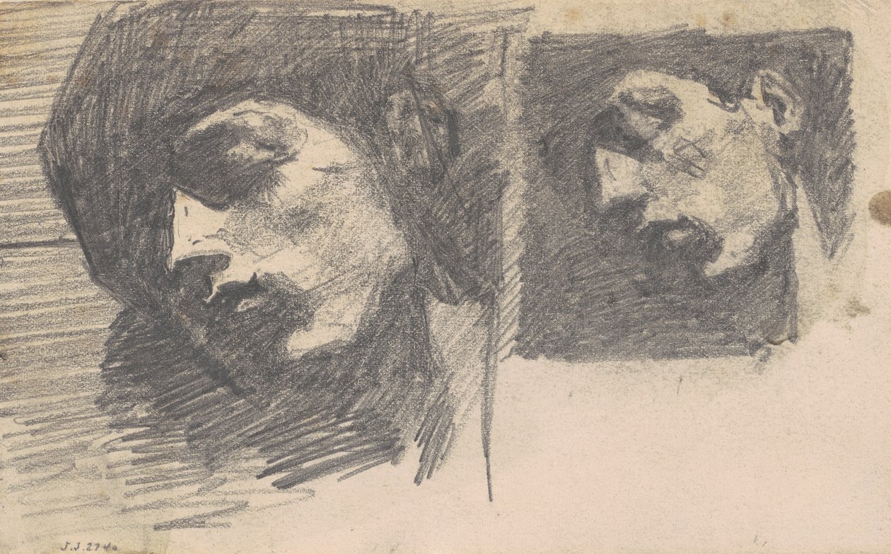 İki Kafa, 1875-80 (dokuma kağıt üzerinde grafit) by John Singer Sargent