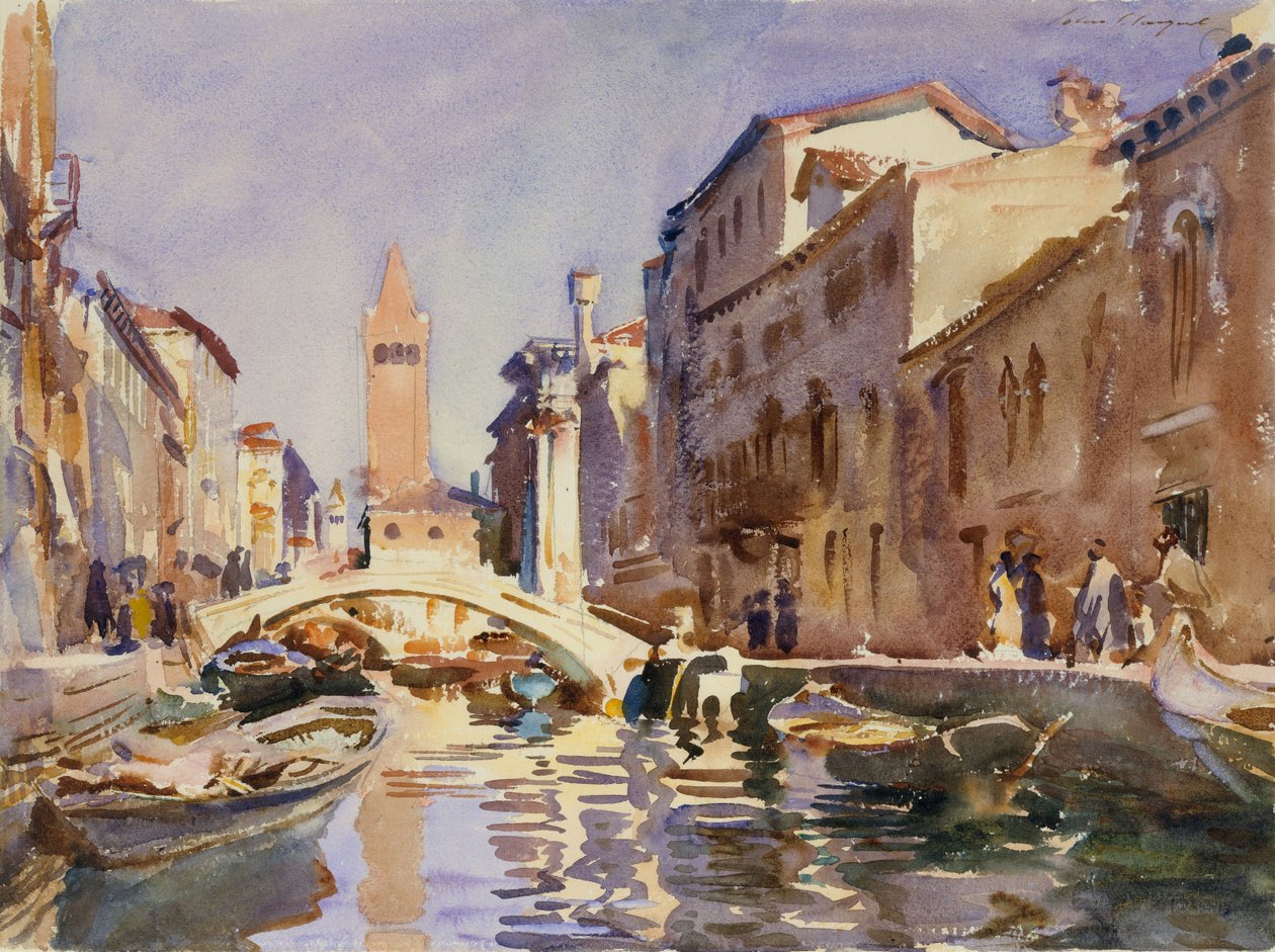 Venedik Kanalı, 1913 (kirli beyaz dokuma kağıt üzerinde tuvalet ve grafit) by John Singer Sargent