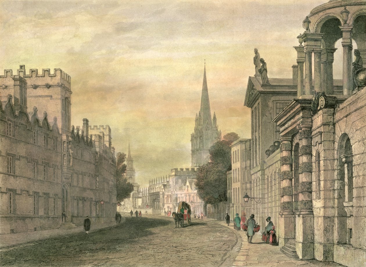 The High Street, Oxford, engraved by G. Hollis, 1835  by John Skinner Prout